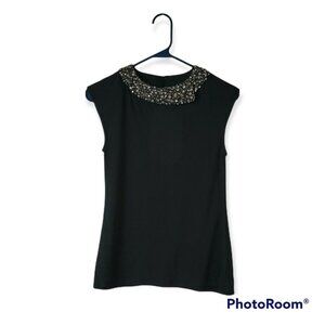 Alice + Olivia  Soft Gray Cotton Sequined And Rhinestone  Tank Size XS